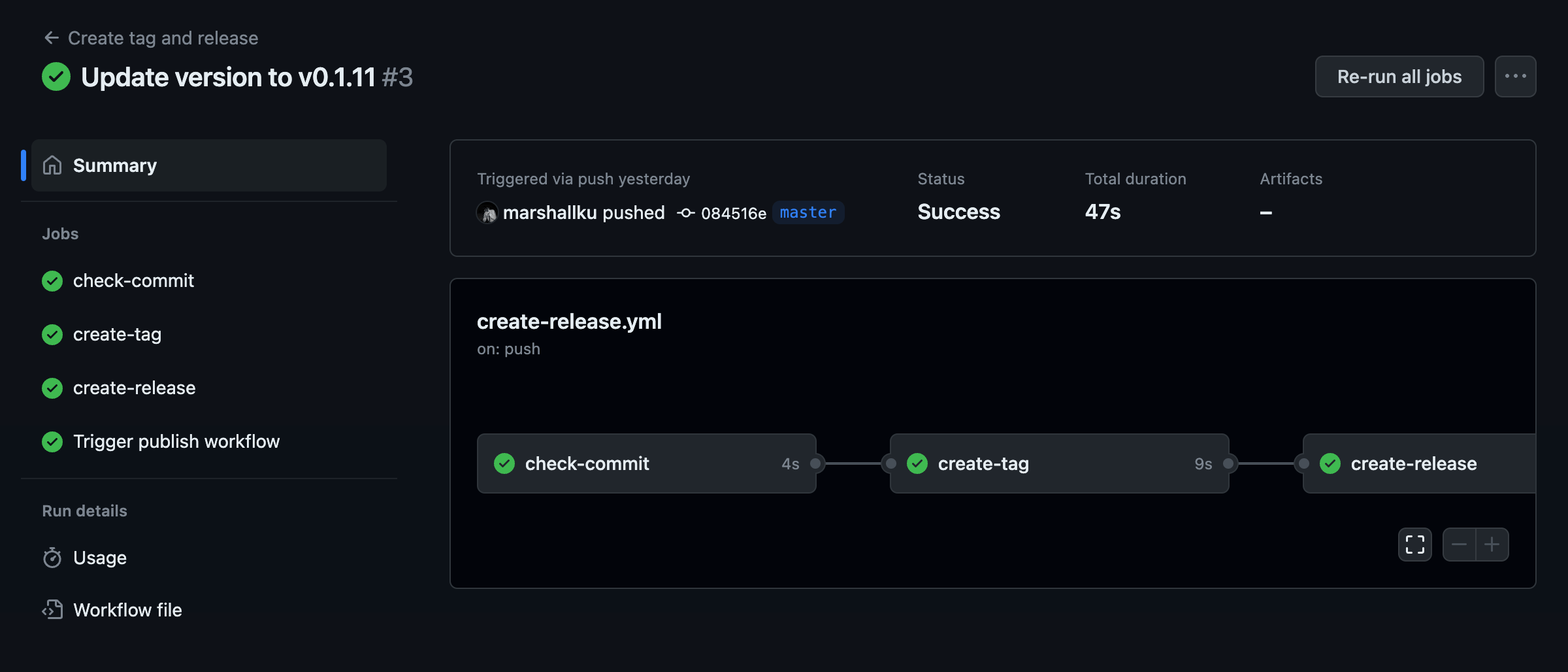 GitHub Actions 실행 결과