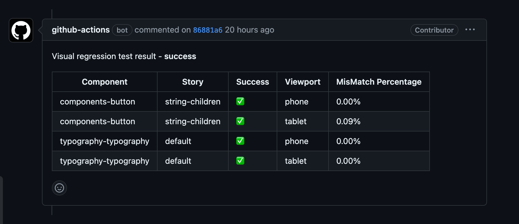 PR 댓글에서 Visual Regression 테스트 결과
