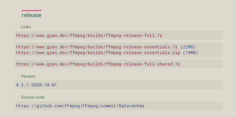 ffmpeg release