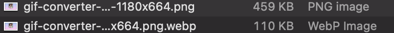 WebP, PNG 용량 비교