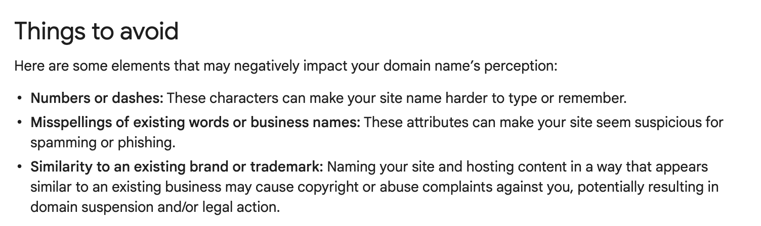 도메인 이름 지을 때 피해야 할 사항